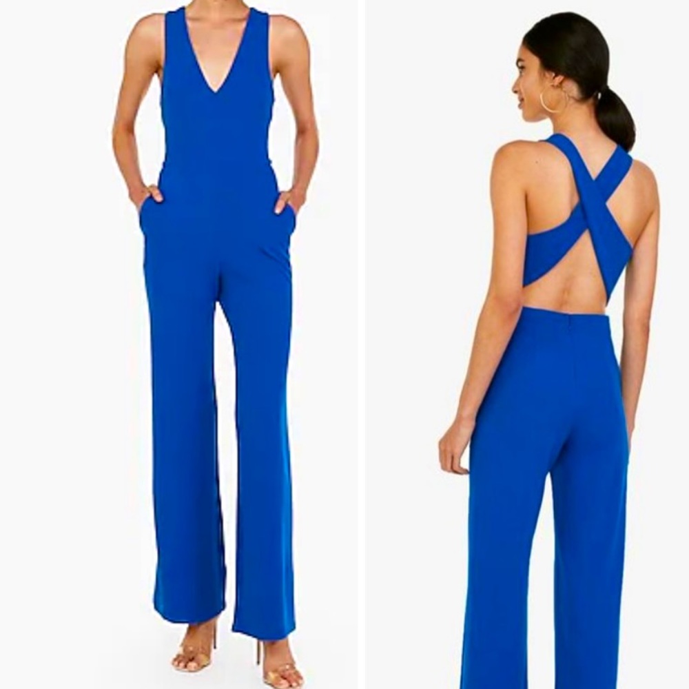 Express V-neck criss back jumpsuit Large